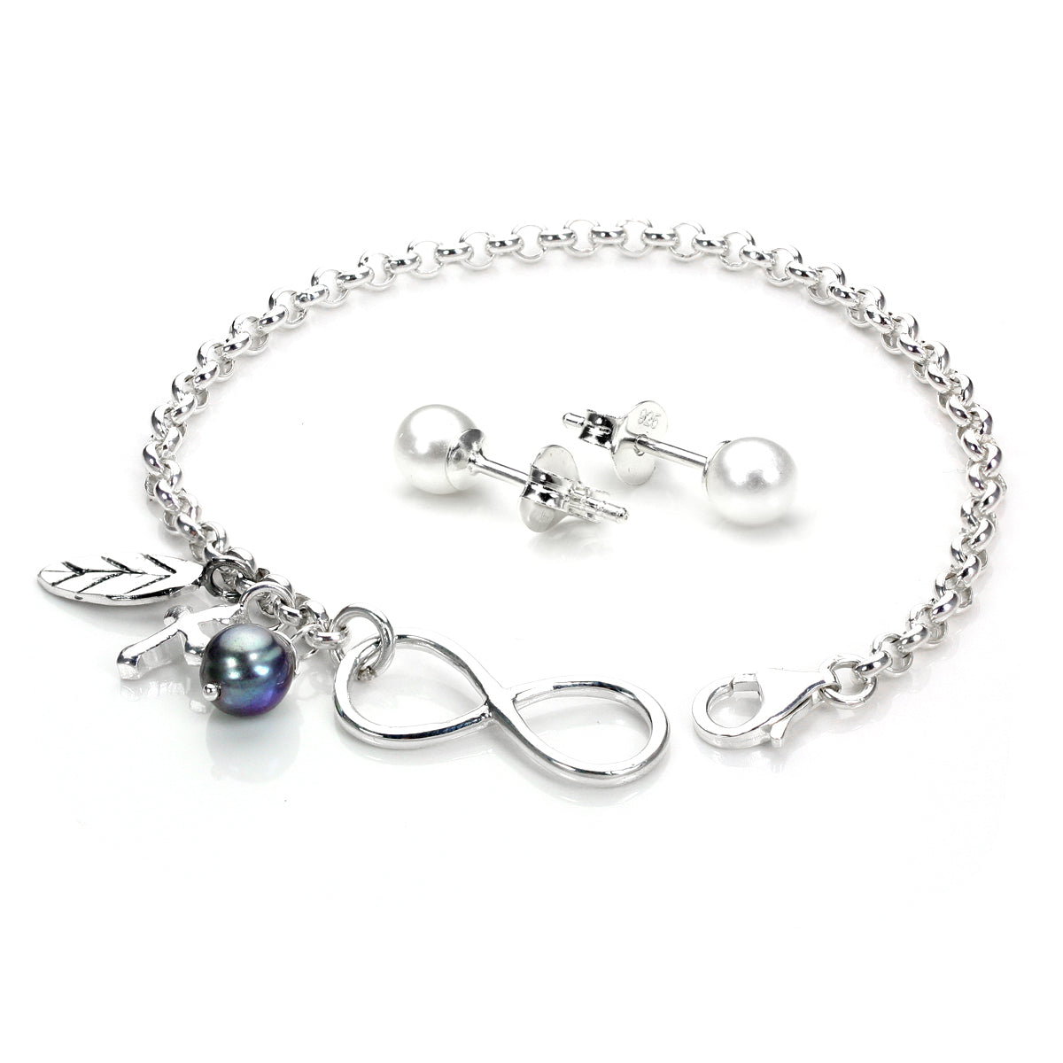 Sterling Silver Infinity Pearl Accessories Set