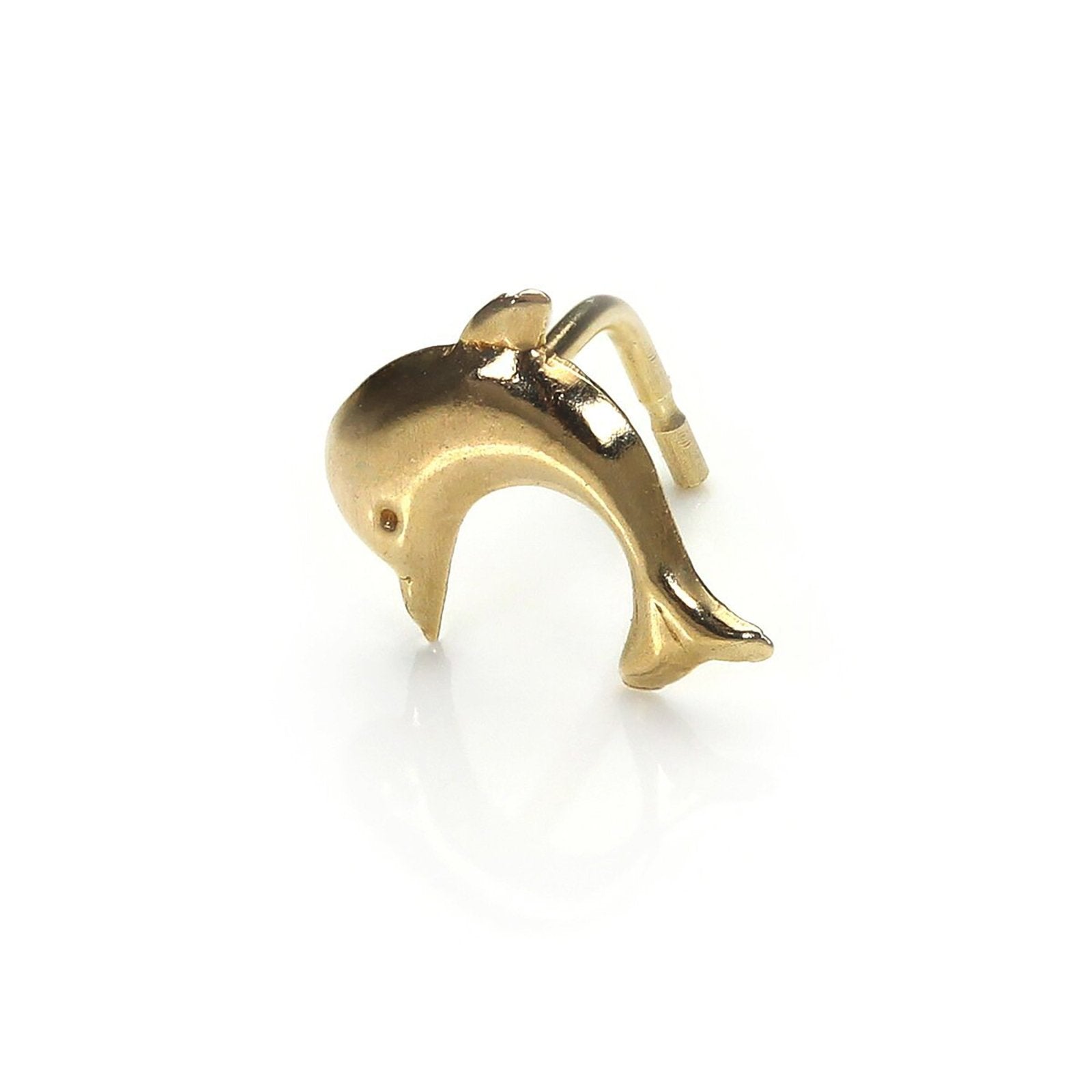 9ct Yellow Gold Dolphin L-Shaped Nose Stud - jewellerybox