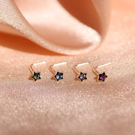 Sterling Silver 3mm Crystal Flower L Shaped Nose Studs