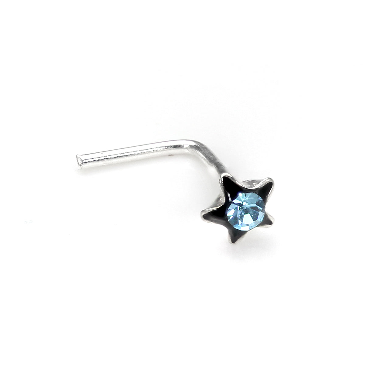 Sterling Silver 3mm Crystal Flower L Shaped Nose Studs