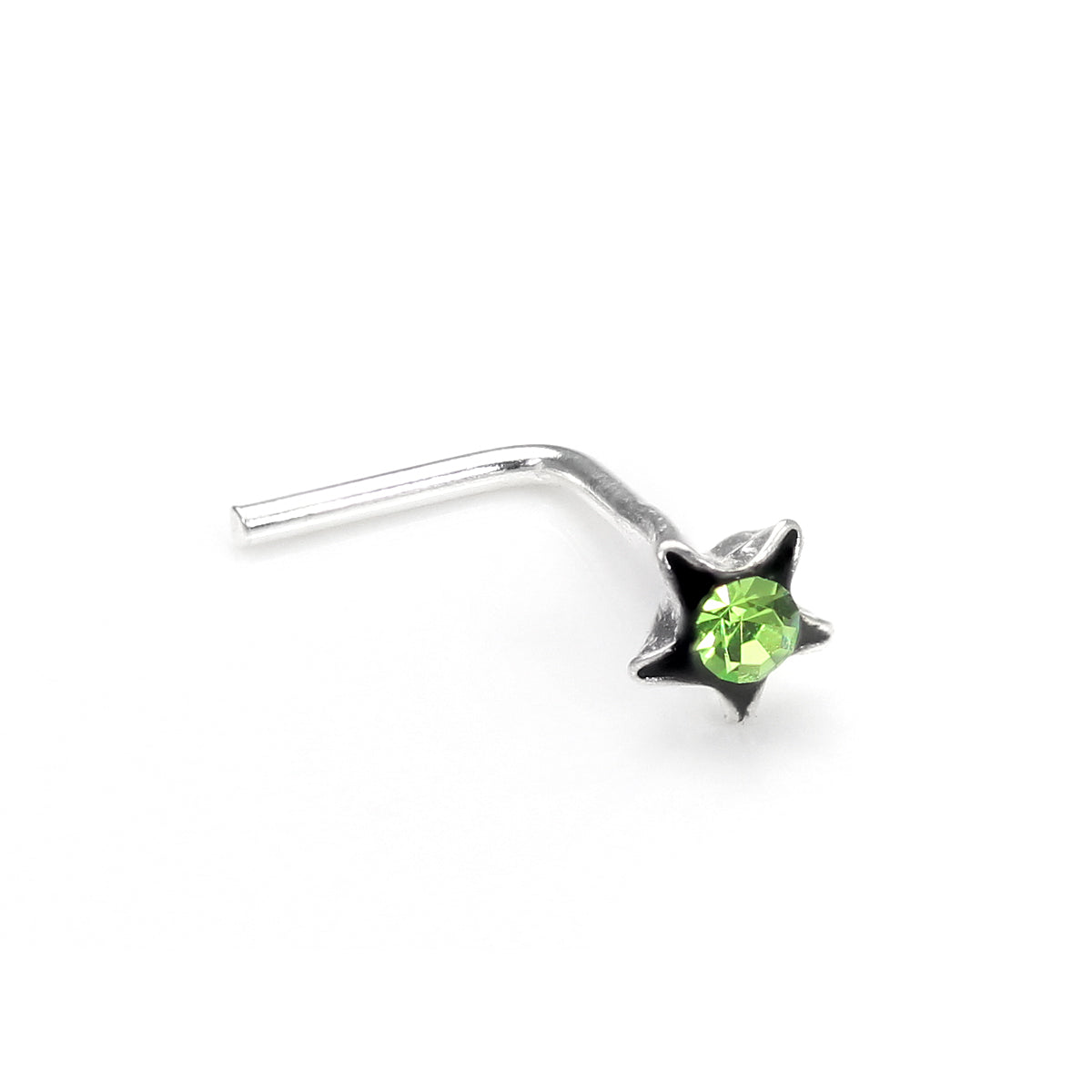 Sterling Silver 3mm Crystal Flower L Shaped Nose Studs