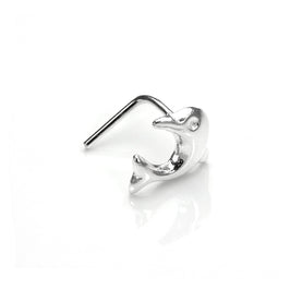 Sterling Silver Dolphin L-Shaped Nose Stud