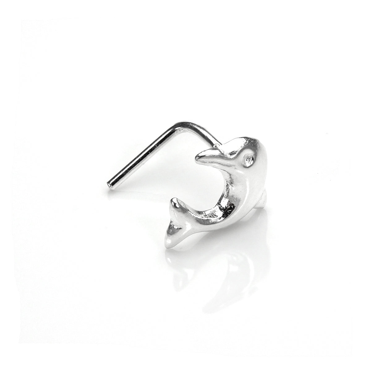Sterling Silver Dolphin L-Shaped Nose Stud