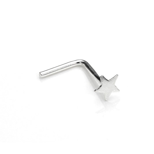 Sterling Silver 3mm Star L-Shaped Nose Stud