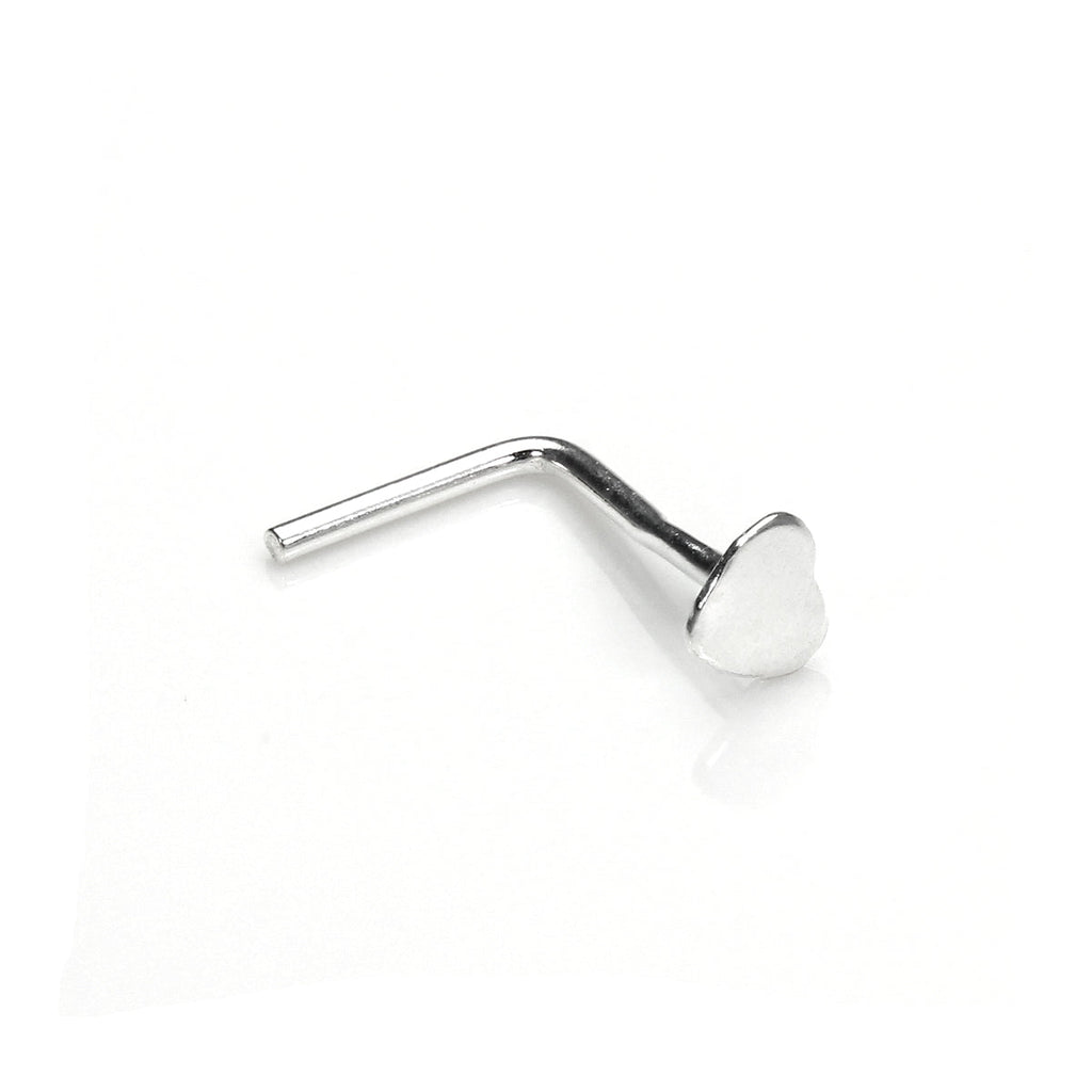 Sterling Silver 3mm Heart L-Shaped Nose Stud