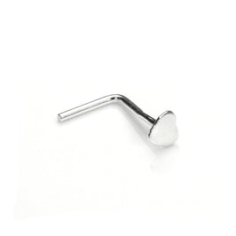Sterling Silver 3mm Heart L-Shaped Nose Stud