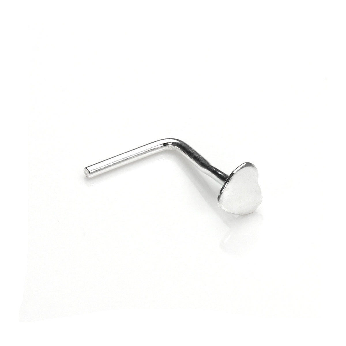 Sterling Silver 3mm Heart L-Shaped Nose Stud