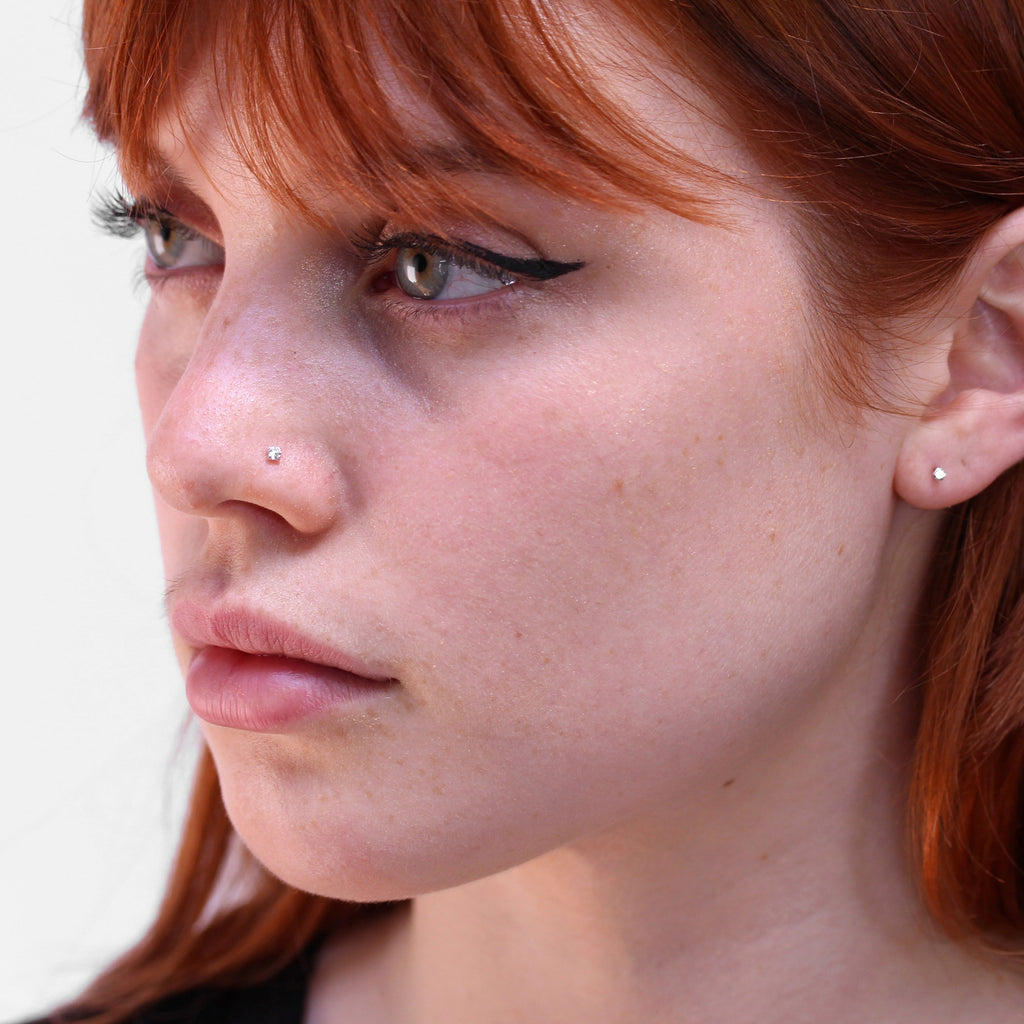 Sterling Silver Clear Crystal 2mm Nose Stud