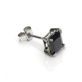 9ct White Gold Black CZ 5mm Square Mens Stud Single Earring