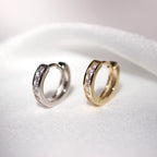 9ct Yellow Gold Clear CZ Mens Huggie Single Earring