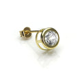 9ct Yellow Gold Clear Crystal 6mm Mens Round Stud Single Earring