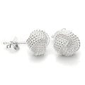 Sterling Silver Beaded Knot Stud Earrings