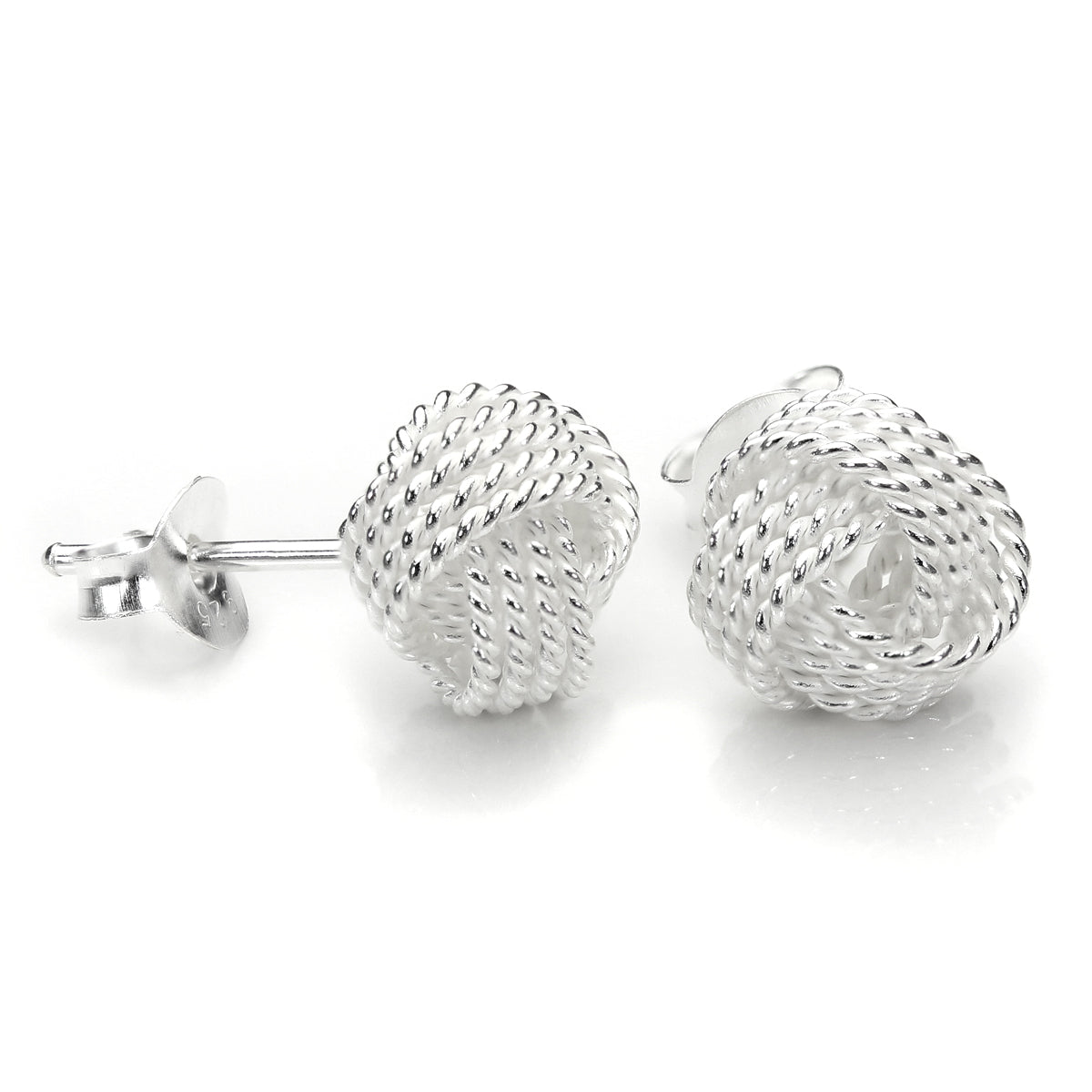 Sterling Silver Beaded Knot Stud Earrings