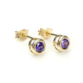 9ct Yellow Gold Gemstone & Crystal 4mm Stud Earrings