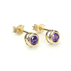 9ct Yellow Gold Gemstone & Crystal 4mm Stud Earrings