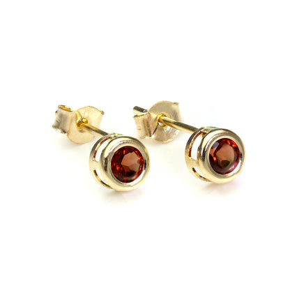 9ct Yellow Gold Gemstone & Crystal 4mm Stud Earrings