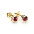 9ct Yellow Gold Gemstone & Crystal 4mm Stud Earrings