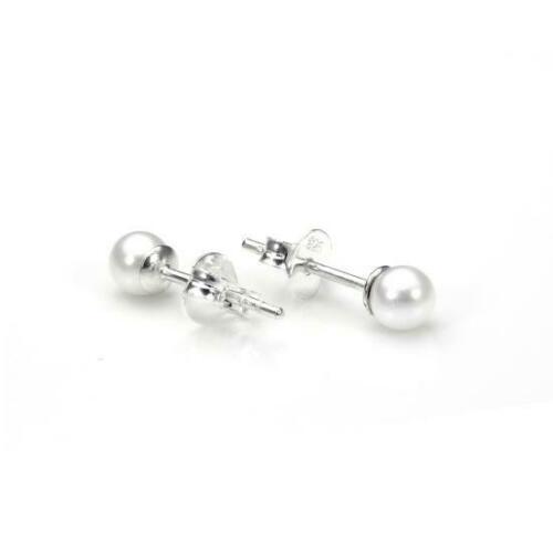 Sterling Silver Pearl Round Stud Earrings