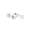 Sterling Silver Pearl Round Stud Earrings