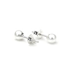 Sterling Silver Pearl Round Stud Earrings