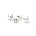 Sterling Silver Pearl Round Stud Earrings