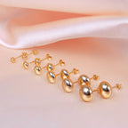 9ct Yellow Gold Plain Round Button Stud Earrings