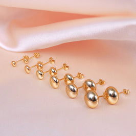 9ct Yellow Gold Plain Round Button Stud Earrings