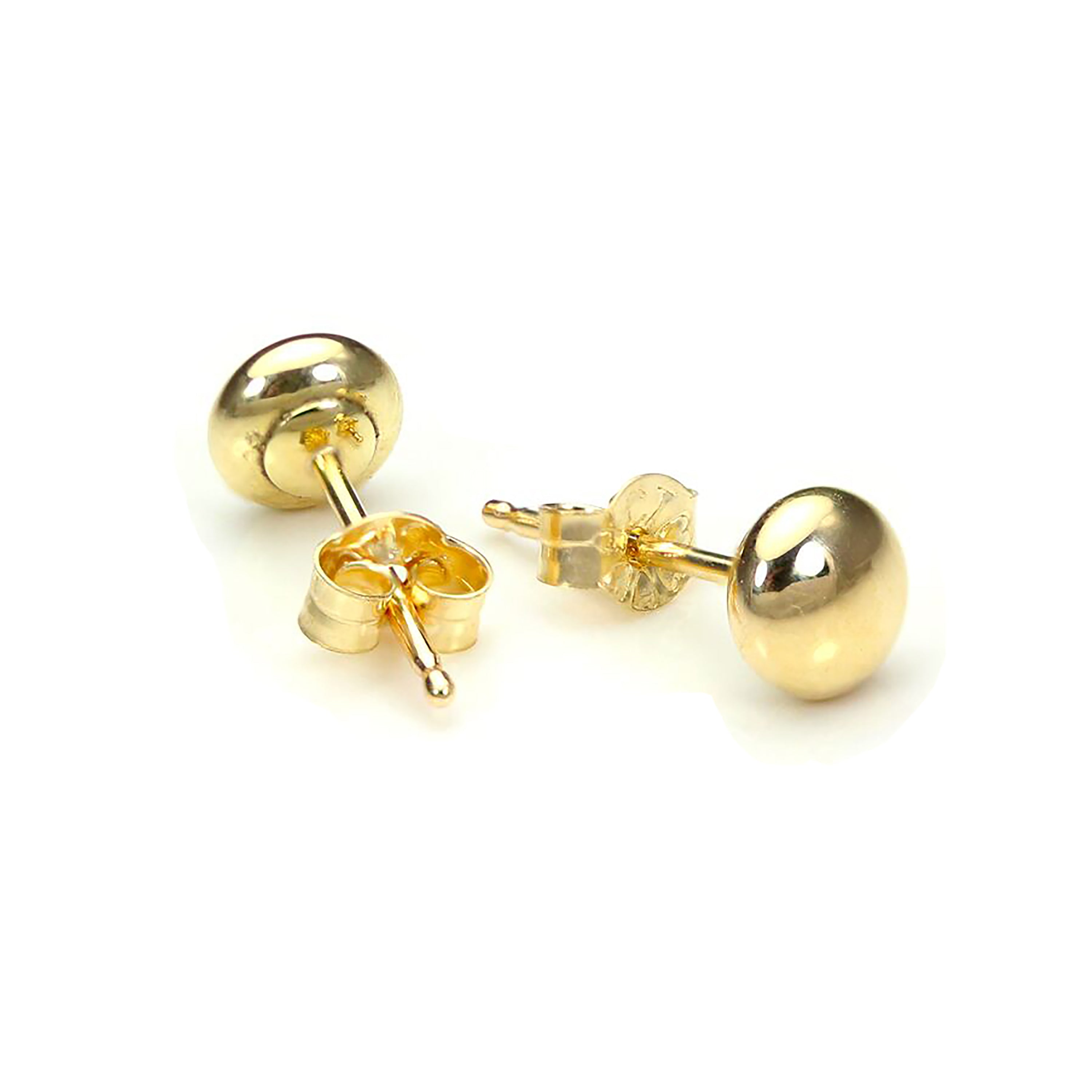 9ct Yellow Gold Plain Round Button Stud Earrings