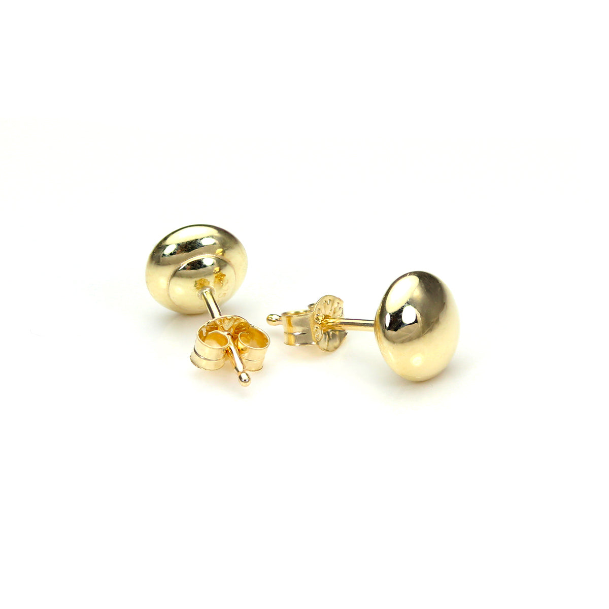 9ct Yellow Gold Plain Round Button Stud Earrings