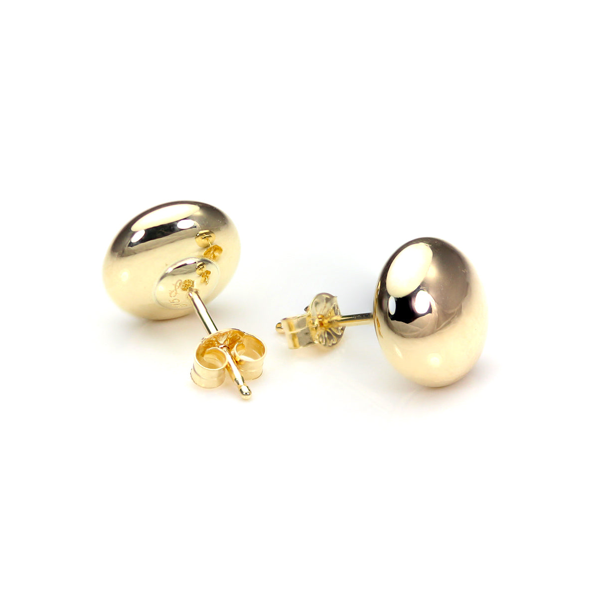 9ct Yellow Gold Plain Round Button Stud Earrings