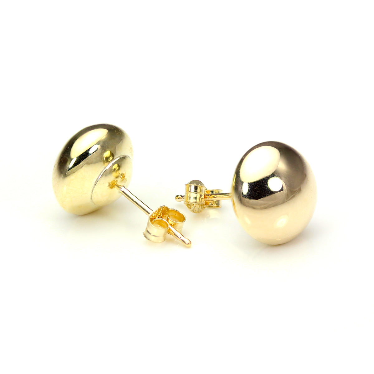 9ct Yellow Gold Plain Round Button Stud Earrings