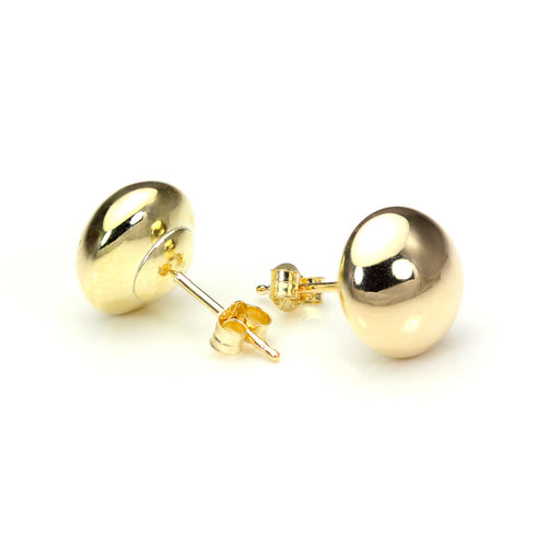 9ct Yellow Gold Plain Round Button Stud Earrings