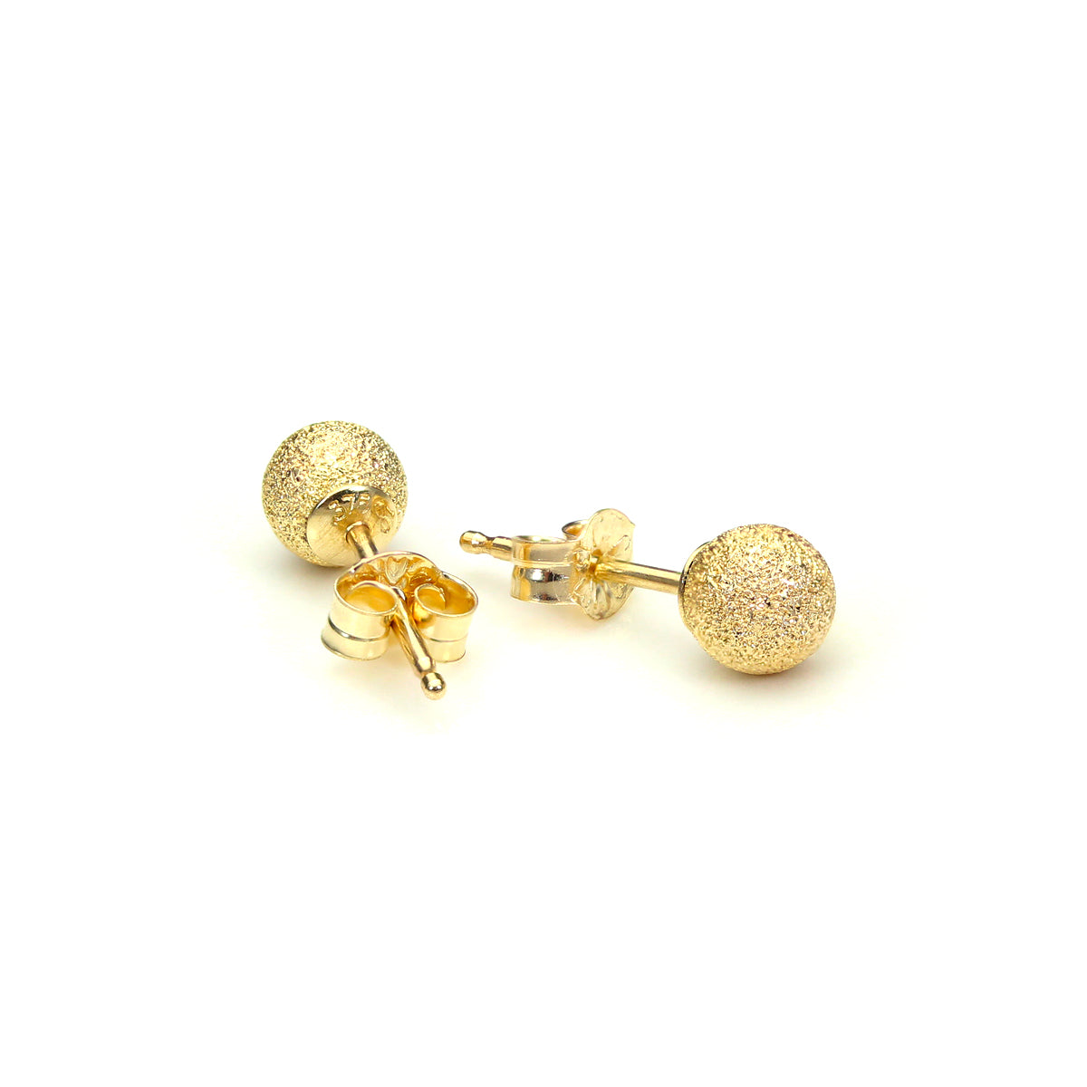 9ct Yellow Gold Frosted Ball Stud Earrings