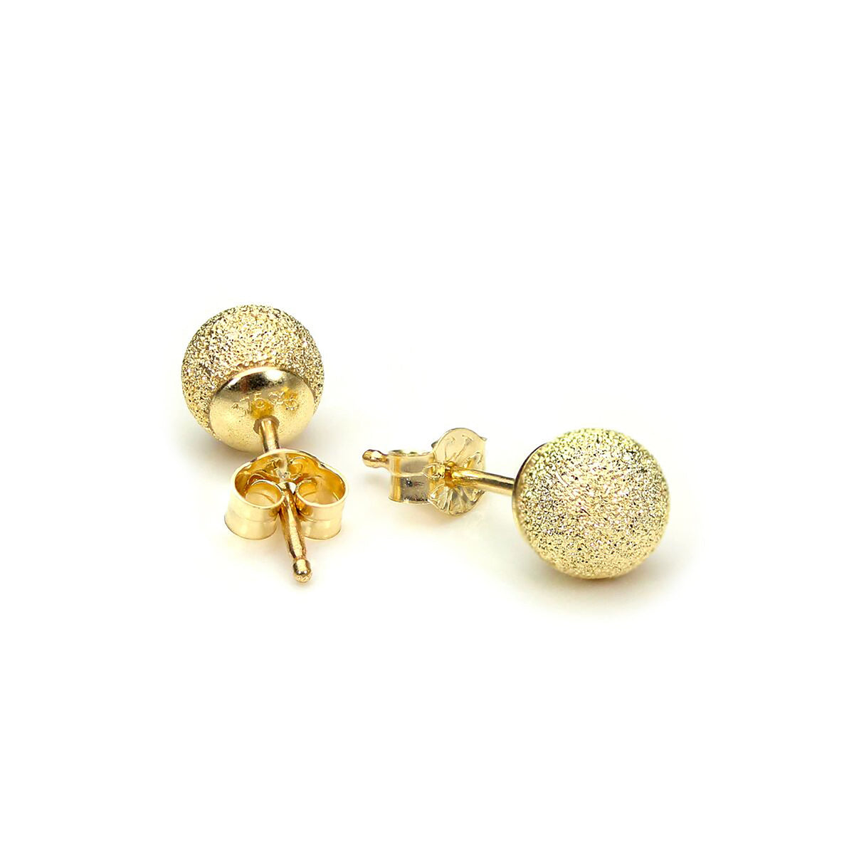 9ct Yellow Gold Frosted Ball Stud Earrings