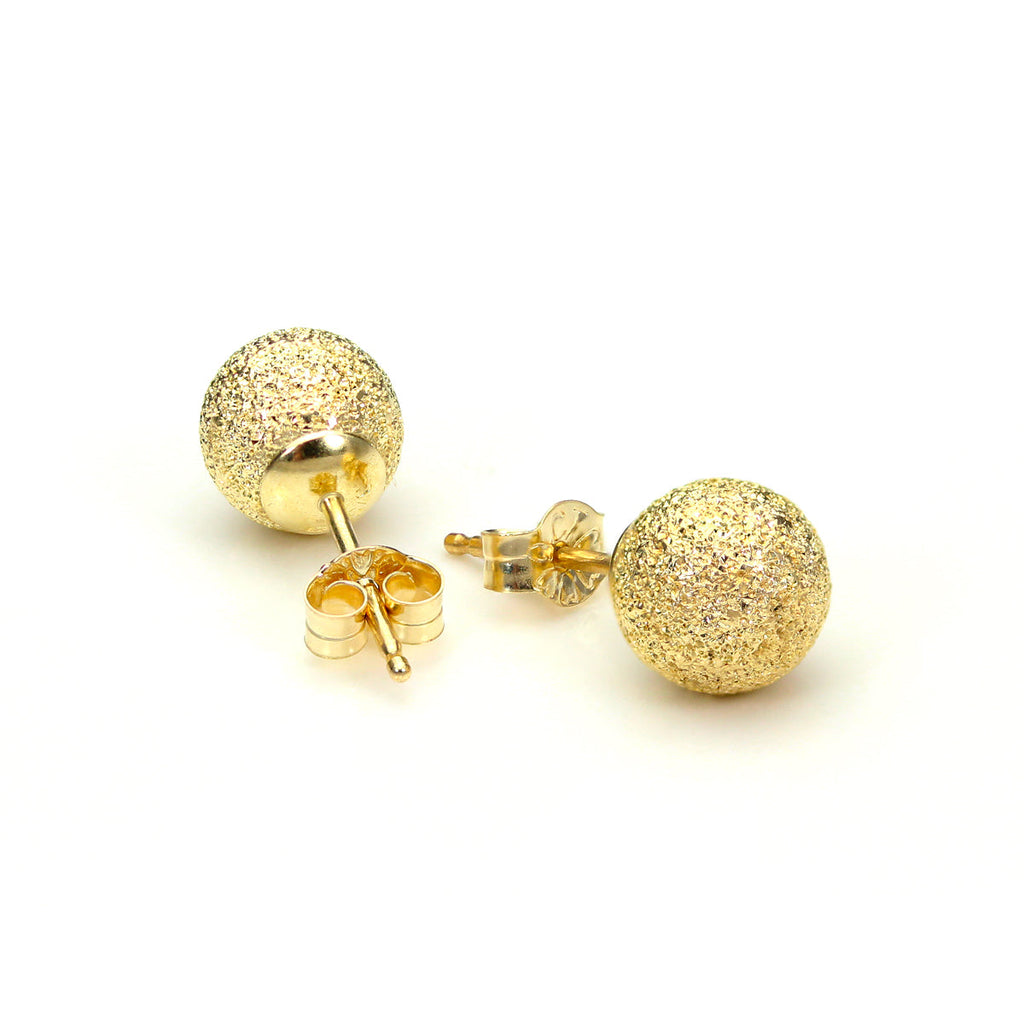 9ct Yellow Gold Frosted Ball Stud Earrings