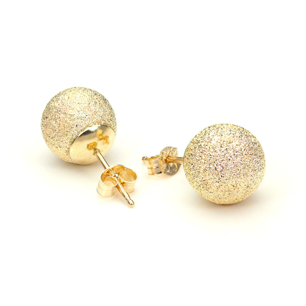 9ct Yellow Gold Frosted Ball Stud Earrings