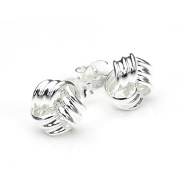 Sterling Silver 8mm 3-Strand Knot Stud Earrings