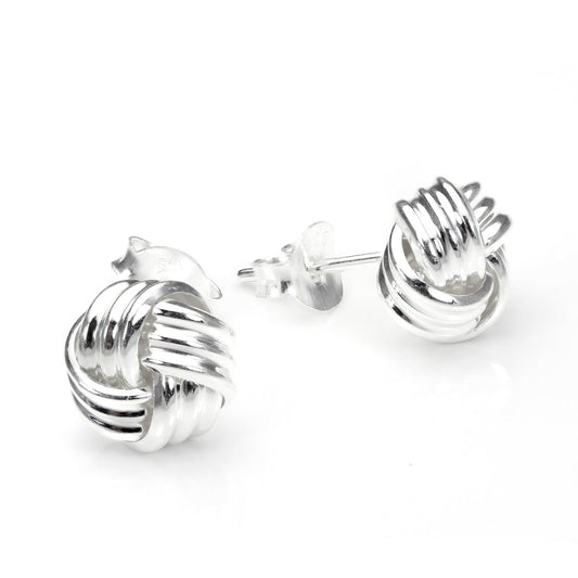 Sterling Silver 8mm 4-Strand Knot Stud Earrings