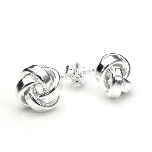 Sterling Silver 10mm Solid Knot Stud Earrings