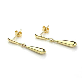 9ct Yellow Gold Hollow Tear Drop Stud Earrings