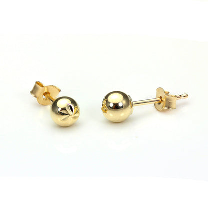9ct Yellow Gold Diamond Cut Ball Stud Earrings