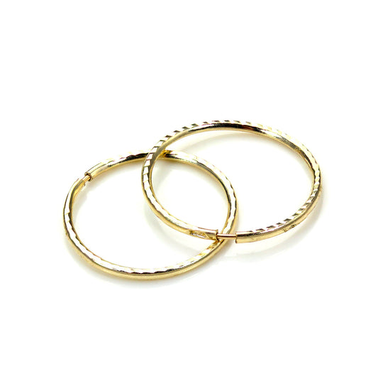 9ct Yellow Gold 13mm Diamond Cut Hoop Earrings