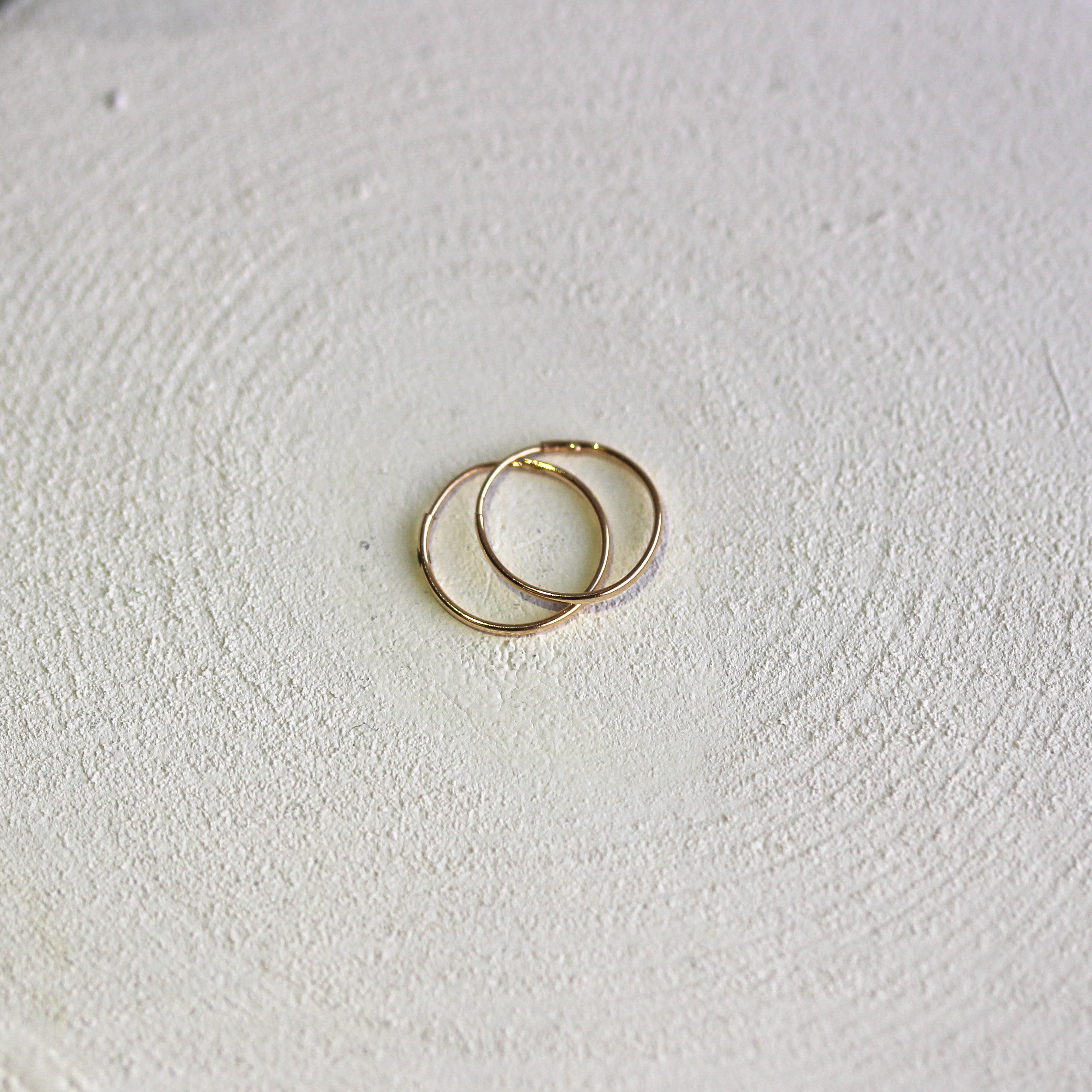9ct Gold Lightweight Plain 10mm Hoop Sleeper Earring Hoops
