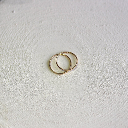 9ct Gold Lightweight Plain 10mm Hoop Sleeper Earring Hoops