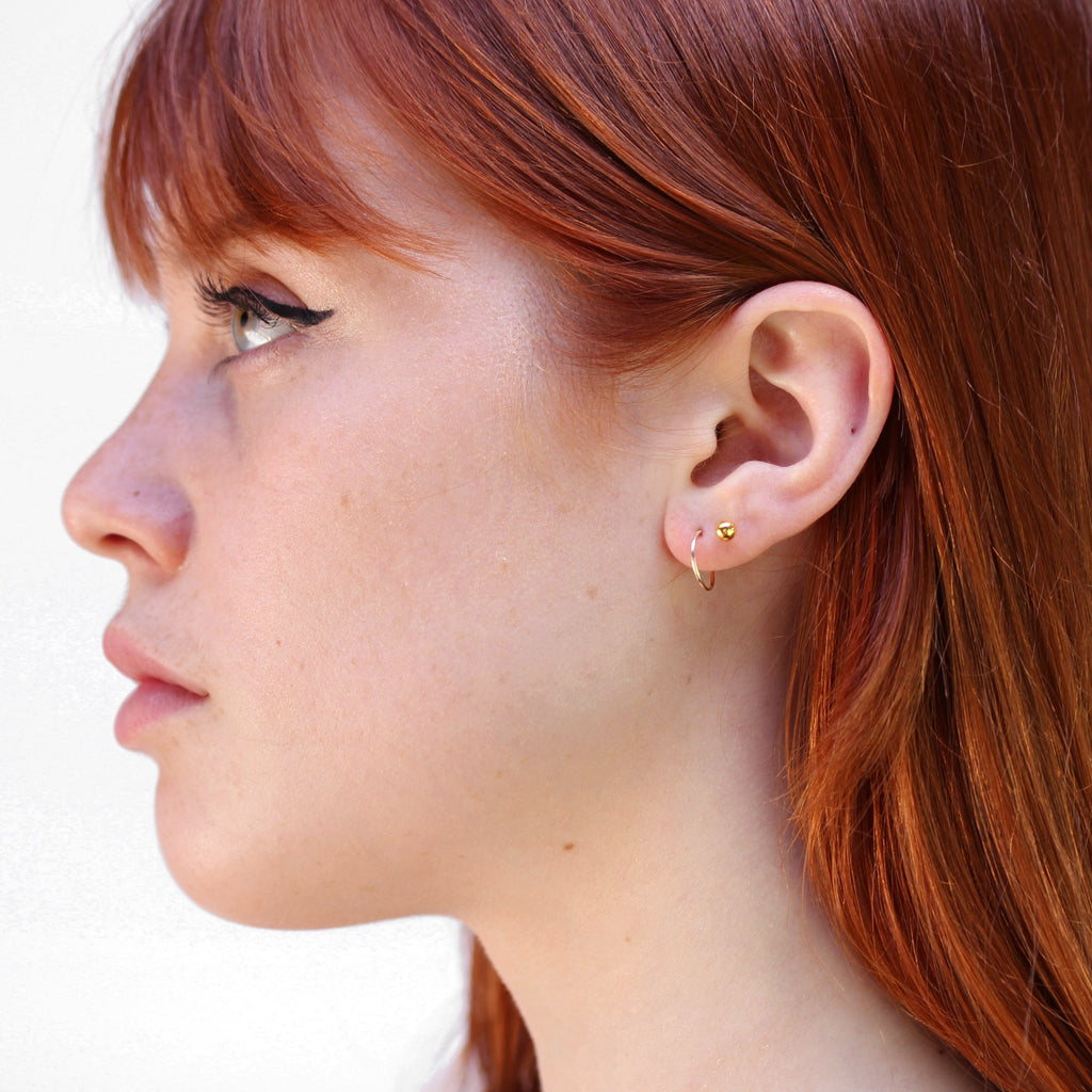 9ct Gold Lightweight Plain 10mm Hoop Sleeper Earring Hoops