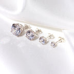Sterling Silver Round CZ Crystal Mens Single Ear Stud - 4 -10mm