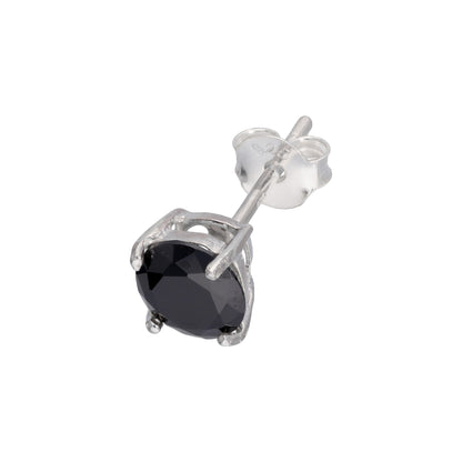 Sterling Silver Round CZ Crystal Mens Single Ear Stud - 4 -10mm
