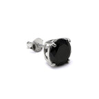 Sterling Silver Round CZ Crystal Mens Single Ear Stud - 4 -10mm