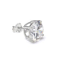 Sterling Silver Round CZ Crystal Mens Single Ear Stud - 4 -10mm