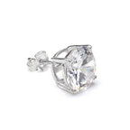 Sterling Silver Round CZ Crystal Mens Single Ear Stud - 4 -10mm